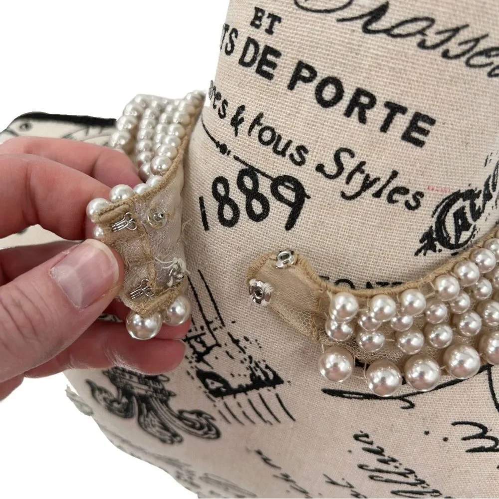 Aidan Mattox Midi Pearl Gem Collar Black Silk Dress Size 8 - Picture 7 of 13